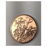 1 oz .999 copper Kracken design