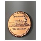 1 oz .999 copper round Civil war 150th