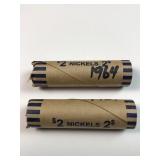 (2) estate rolls 1964 nickels