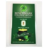 1/4 grain .999 fine gold bar by benchmark