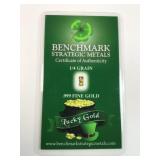 1/4 grain .999 fine gold bar by benchmark