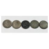 (5) 90% silver Roosevelt US dimes