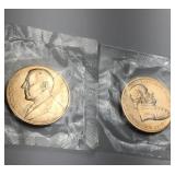 (2) 0.70 oz 90% copper president tokens John