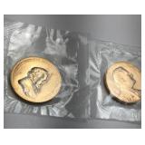 (2) 0.70 oz 90% copper president tokens Franklin