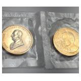 (2) 0.70 oz 90% copper president tokens George