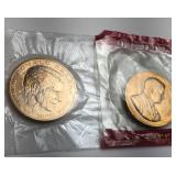(2) 0.70 oz 90% copper president tokens Ronald