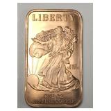 1 oz .999 copper bar Waking Liberty design