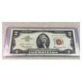 1963 series $2 US note red seal