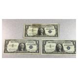 (3) 1957 series A $1 US silver certificate