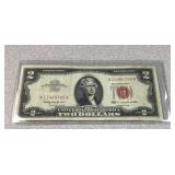 1963 series $2 US note red seal