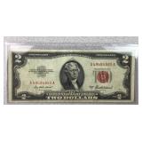1953 series A $2 US note red seal