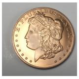 1 oz .999 copper round Morgan design