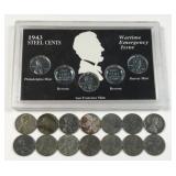 (14) 1943 steel war penny and sealed set