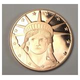 1 oz .999 copper round Liberty design
