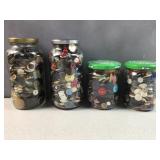 (4) glass button jars