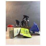 Spray, bottles, plastic funnel, so in other