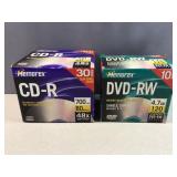 Memorex CD-R 30 pack and DVD-RW 10 pack compact