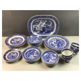 vintage Blue Willow pattern ceramic transferware