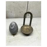 Large stein egg on stand and brass