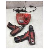 Milwaukee M12 tools 2 batteries & charger