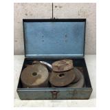 metal box & gridning wheel contents