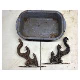 antiqu multi arm coat hook & pan