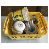 shot glasses & other items in basket