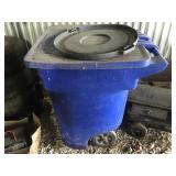 rolling blue tote and contents ( mostly recycling