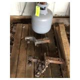 (2) trailer hitches and propane tank