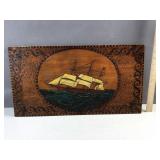 vintage hand-painted wooden wall plaque