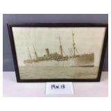 Vintage framed USS Antigone ship picture