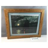 Frank serrine framed nocturnal landscape artwork