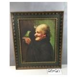 oil painting of Hector Moncayo holding a