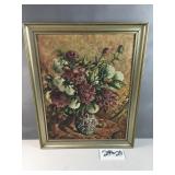 1949 Vintage floral still life oil painting on