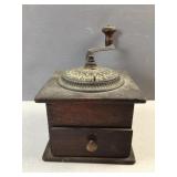 Antique wood coffee grinder