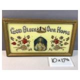 God bless our home reverse paint framed art