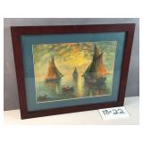 Framed Impasto oil painting on canvas depicting