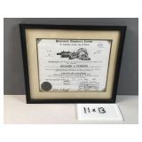 2004 framed Stationary engineers license