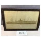 Vintage framed USS Edward Luckenbach ship picture
