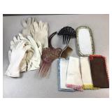 Vintage gloves and beauty supplies