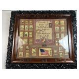 Decorative Framed Needlework Sampler of the