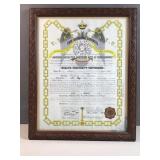 Vintage Masonic Certificate
