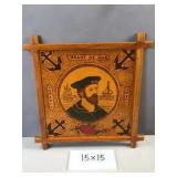 Hand carved wood Liberty union heart of oak