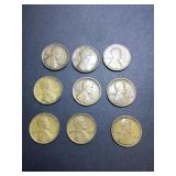 (9) 1909 US cents not vdb no mint variety of