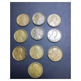(10) 1909 US cents not vdb no mint variety of