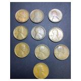 (10) 1909 US cents not vdb no mint variety of