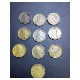 (10) 1909 US cents not vdb no mint variety of