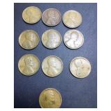 (10) 1909 US cents not vdb no mint variety of