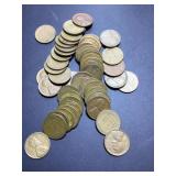 (50) 1949 D full roll US cents