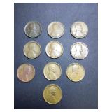 (10) 1909 US cents not vdb no mint variety of